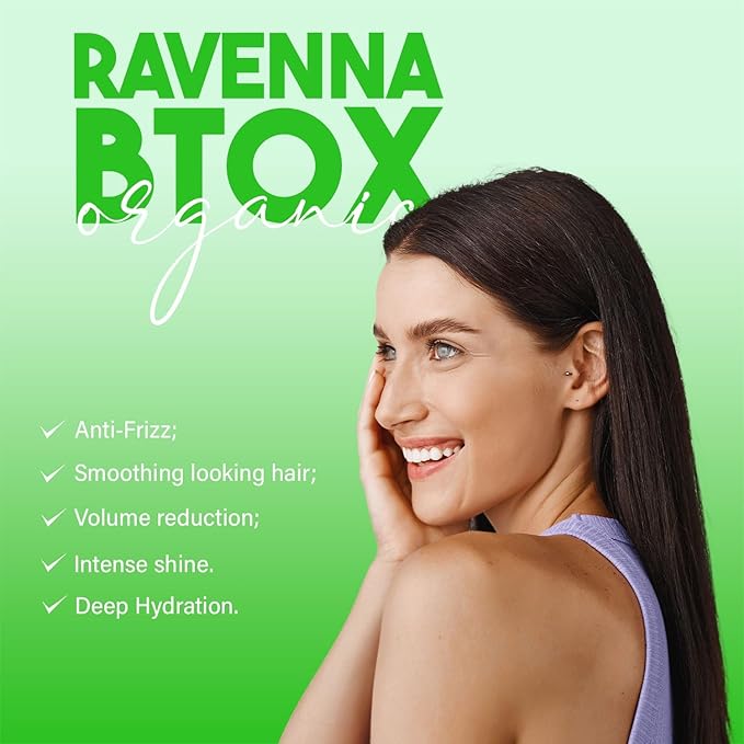 Ravenna B-tox Organic Hair Mask - Hair Conditioner with Brazilian Keratin, Argan Oil, and Panthenol - Nourishing, Hydrating, Smoothing Treatment - 1L, 2 Pack