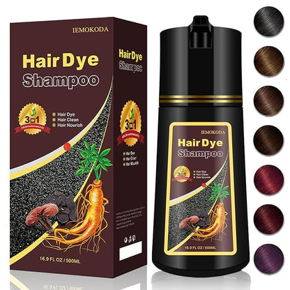 Light Brown Hair Dye Shampoo, 4 Weeks of Vibrant Color in Minutes, 3 in 1 Color Shampoo Hair Dye for Women Men, Natural Brown Coloring Shampoo for Painting Hair, Shampoo Para Canas, Herbal Formula