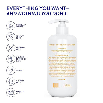 Routine Wellness Anti-Thinning Shampoo for Thinning Hair - Biotin DHT Blocker Women & Men - Color Safe Shampoo for Hair Loss & Healthy Hair - Citrus & Lemon Blossom - 14oz