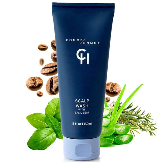 Comme Homme Hydrating Scalp Wash for Bald Men | Gently Cleanses, Soothes & Energizes with Basil, Aloe, Tree Tea & Caffeine | Scalp Wash for Face & Scalp | 5 fl. oz/ 150 ml