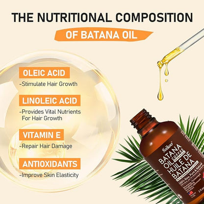 Batana Oil for Hair Growth Dr Sebi Organic, 100% Raw Pure & Natural Botana Oil from Honduras, Deeply Nourishing Scalp for Hair Thicker and Stronger