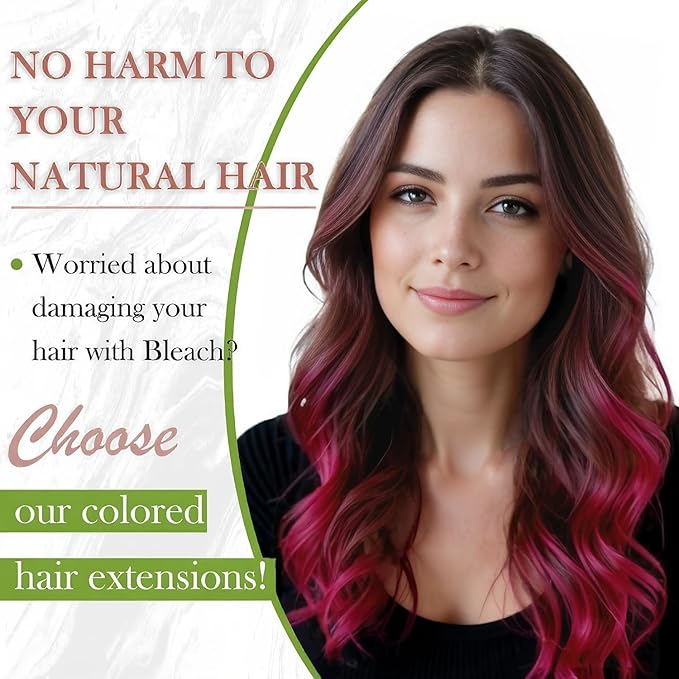 RUNATURE Hot Pink Hair Extensions Tape in, Real Human Hair Tape in Extensions Colored Tape in Hair Extensions Human Hair for Highlight Soft Silky Hair 14 Inch 20g 10pcs