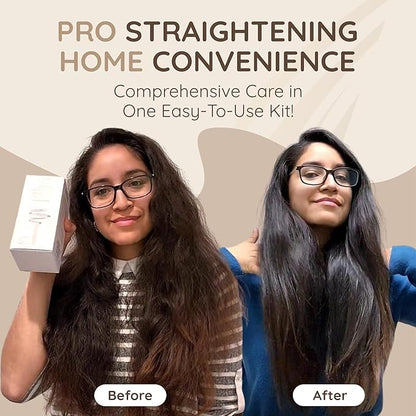 VITAMINS hair cosmetics Keratin Hair Treatment Straightening Kit - Salon Like at Home Keratin Treatment Formaldehyde Free - Hair Smoothing, Nourishing & Revitalizing 3-Step System