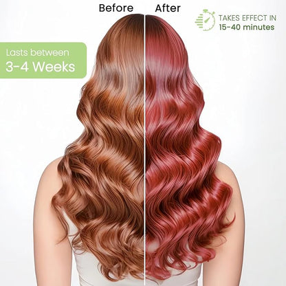 Hair Dye Shampoo 3-in-1, Instant Natural Hair Color Shampoo for Women Men Champu Para Canas Mujer Wine Red, Lasting 3-4 Weeks & Easy to Use & All Hair Types & Root Touch Up, 500ml