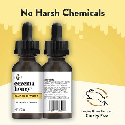 ECZEMA HONEY Soothing Scalp Oil - Natural Honey Hair Oil & Scalp Care - Daily Itchy Scalp Relief Serum - Dry Scalp Treatment Helps With Psoriasis, Seborrheic Dermatitis, Dandruff & More (1 Oz)