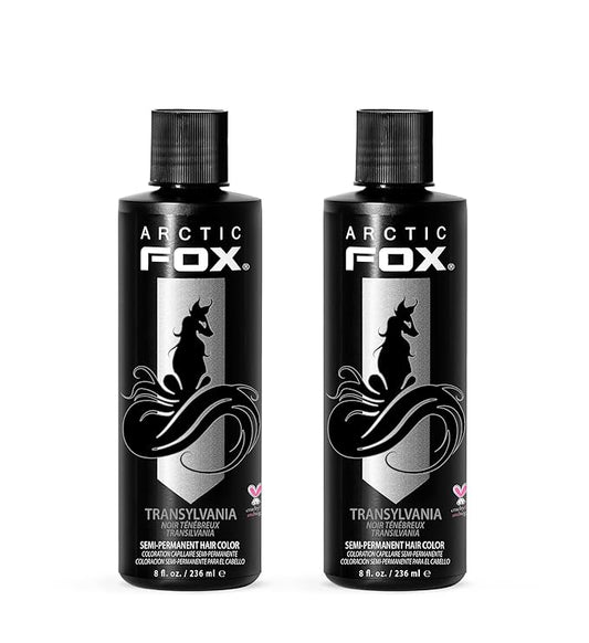 Arctic Fox Semi-Permanent Hair Dye, Vegan & Cruelty-Free, Conditioning, Ammonia-Free, Peroxide-Free, Transylvania Black, Long Lasting Color, For All Hair Types, 8 Fl Oz (Pack of 2)