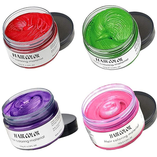 Hair Color Wax, Green Red Purple Pink, 4.23oz Instant Hairstyle Hair Spray, Temporary Hair Color Wax Styling Clays Ash for Cosplay, Party, Masquerade, Halloween.etc