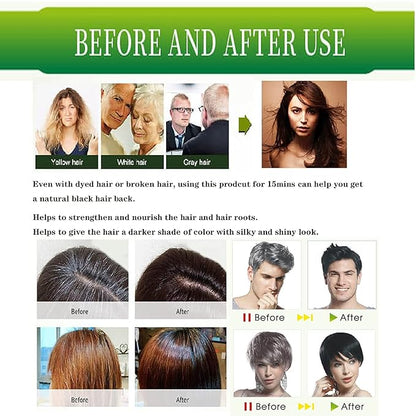 Instant Black Hair Shampoo, gentle botanical formula - ammonia free - unisex hair color shampoo - quick and easy - lasts 30 days 3-in-1 black hair color (200ml Bottle)