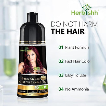 Burgundy 3 in 1 Hair Dye Shampoo Keratin & Argan Oil Hair Mask for Dry Damaged Hair 150 ML