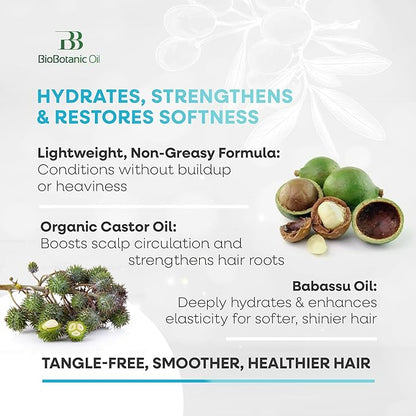 Bio Botanic Oil Magic Conditioner for Thin, Sparse & Brittle Hair | Deeply Hydrating & Strengthening | Organic Castor & Babassu Oils | SLS-Free, Paraben-Free | 500ml