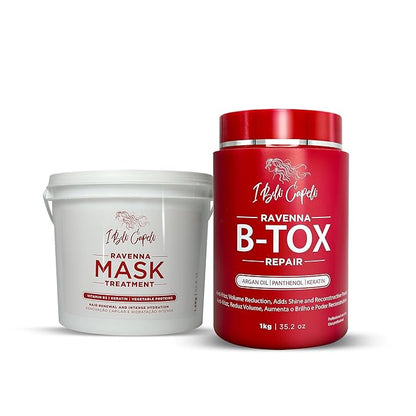 Ravenna B-tox Repair Kit - Hair B-tox Treatment Formaldehyde-Free + Hair Mask for Damaged Hair - Straightening, Intense Shine & Moisture for All Hair Types (2-Pack)