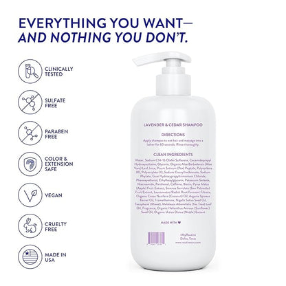 Routine Wellness Anti-Thinning Shampoo for Thinning Hair - Biotin DHT Blocker Women & Men - Color Safe Shampoo for Hair Loss & Healthy Hair - Lavender & Cedar - 14oz