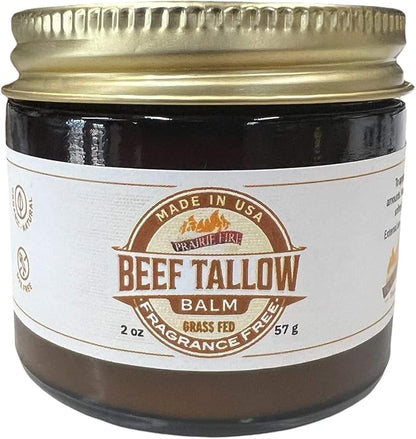 Beef Tallow Balm - 2 oz - Grown and Made in USA - Organic Grass Fed and Finished Tallow - Moisturizing Skin Care Tea Tree