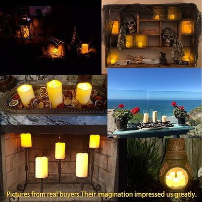 9pcs Flameless Flicking LED Candles with Remote, Battery Operated Outdoor Waterproof Candles, Electric Candle for Dining Tables and Fireplaces