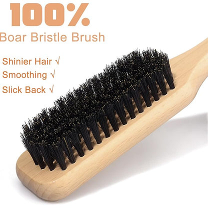 4-in-1 Styling Cream for Flyaways, Curl Defining & Shine – with Slick Back Boar Bristle Brush & Hair Wax Stick – Smooth Sleek Hair Tamer Set, Non-Greasy, for Women & Kids
