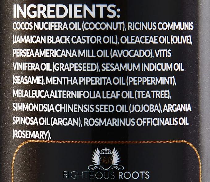 Righteous Roots Rx Hair Oil for Hair Growth, Anti Frizz and Thickener Best for Curly, Wavy Natural Hair and Beards. 4fl oz (Previously known as Hair RX)