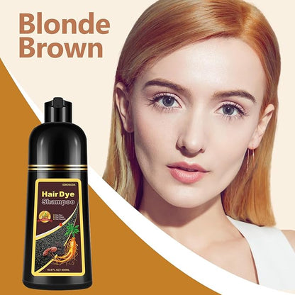 Instant Natural Brown Hair Color Shampoo - 3 in 1 for Gray Hair, 100% Coverage in 10-15 mins, Long Lasting, 16.9 Fl Oz