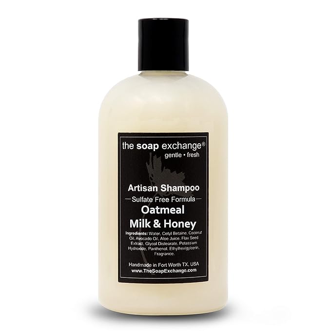 Hair Shampoo - Oatmeal, Milk & Honey Scent - Hand Crafted 12 fl oz / 354 ml Natural Artisan Hair Care, Gentle, Sulfate & Paraben Free, Cleanse, Moisturize, & Protect. Made in USA.