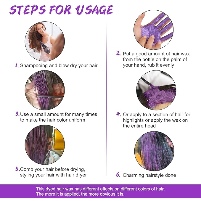 Temporary Hair Color for Kids, Ultikare Hair Dye Washable Natural Hair Wax Color Chalk Mud Cream DIY Hairstyle Clay For Dark Hair Halloween, Cosplay, Party, Christmas Gift Girls 3.4 Fl Oz (4 colors)