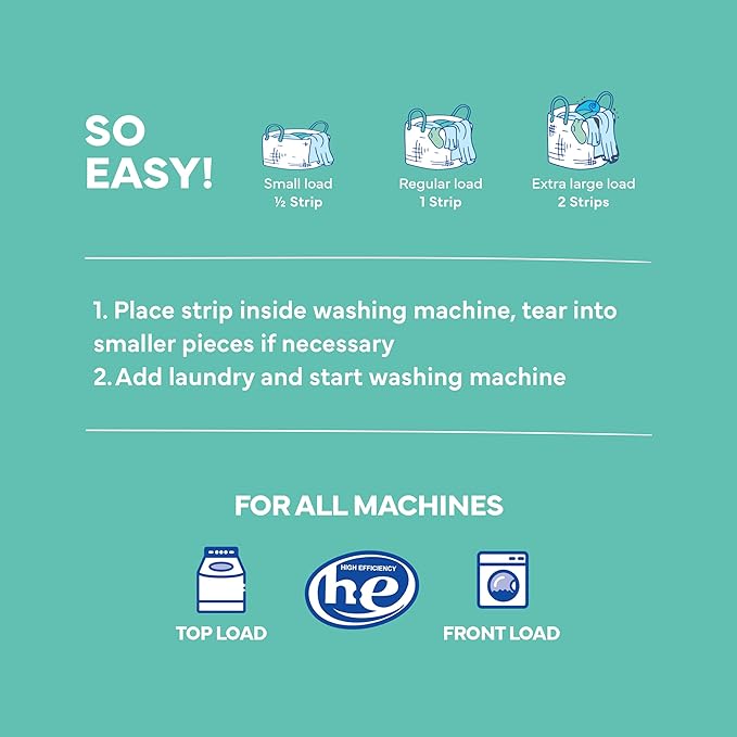 Tru Earth Compact Dry Laundry Detergent - Up to 128 Loads (64 Sheets) - Paraben-Free - Original Eco-Strip Liquidless Detergent, Travel | Packaging May Vary