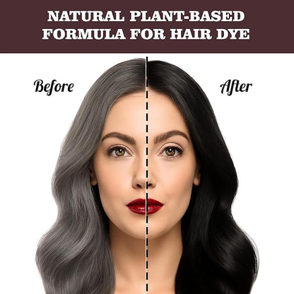 Hair Dye Shampoo - 3 in1 Formula for Fast Grey Coverage Shampoo - Natural Hair Color Shampoo for Women & Men, Herbal Ingredients Instant Color Shampoo Hair Dye - Champu Para Canas Mujer 500ml (Black)