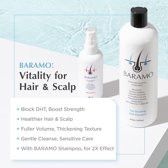 Mild Scalp Tonic for Anti-Hair Loss & Regrowth, DHT Blocker Serum Spray for Thickening, Nourishing Scalp & Hair for Men & Women, Dry, Sensitive Scalp Treatment - Sulfate & Paraben Free