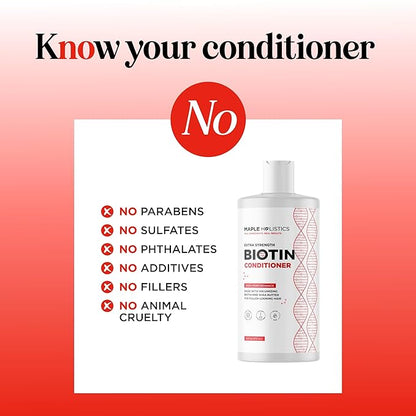 Extra Strength Biotin Conditioner for Thinning Hair - Sulfate Free Conditioner with Moisturizing and Nourishing Shea Butter and Plant Proteins for Dry Damaged Fine Weak & Dull Hair (16 Fl Oz)