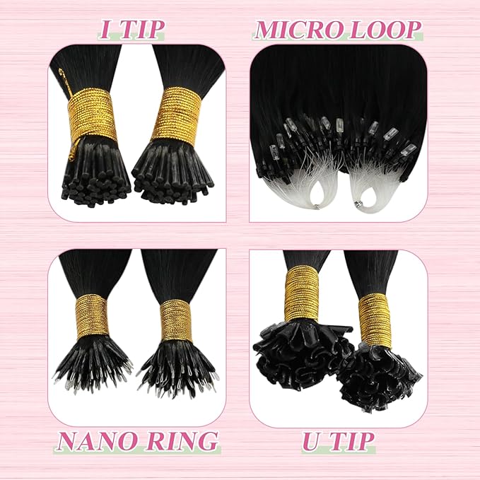 YoungSee Black U tip Hair Extensions Black U Tips Human Hair Extensions Jet Black 16In 50s/50g