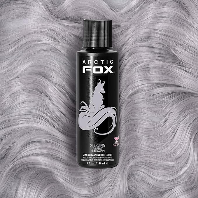 Arctic Fox Semi-Permanent Hair Dye, Vegan & Cruelty-Free, Pastel Silver Color, Conditioning Formula, Ammonia & Peroxide Free, For All Hair Types, Sterling, 4 Fl Oz (Pack of 2)