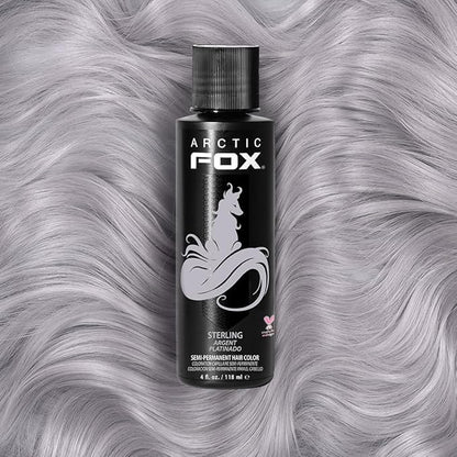 Arctic Fox Semi-Permanent Hair Dye, Vegan & Cruelty-Free, Pastel Silver Color, Conditioning Formula, Ammonia & Peroxide Free, For All Hair Types, Sterling, 4 Fl Oz (Pack of 2)