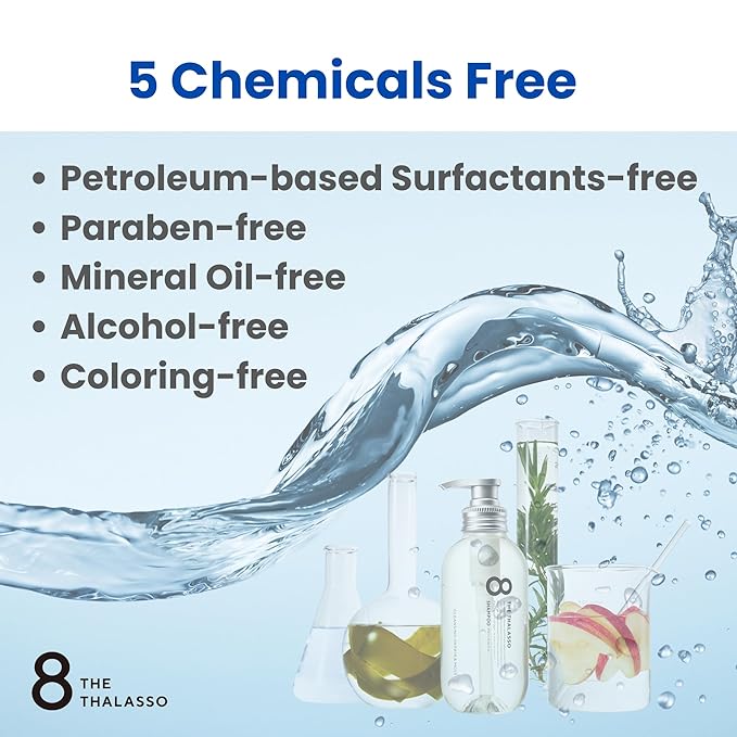 8 THE THALASSO Potion Hair Oil for Frizzy & Damaged Hair Women & Men, Keratin Hair Care for Repairing with Squalane & Deep Ocean Water, Sulfate & Paraben Free, AQUA WHITE FLORAL, 24 Capsules