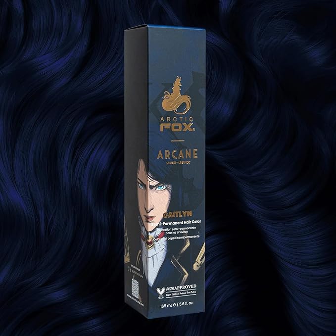 Arctic Fox Semi Permanent Hair Dye, Vegan & Cruelty Free, Deep Navy Blue, Ammonia Free, Fade Resistant, Arcane Caitlyn, For All Hair Types, 5.6 Fl Oz (Pack of 2)