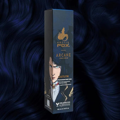 Arctic Fox Semi Permanent Hair Dye, Vegan & Cruelty Free, Deep Navy Blue, Ammonia Free, Fade Resistant, Arcane Caitlyn, For All Hair Types, 5.6 Fl Oz (Pack of 2)