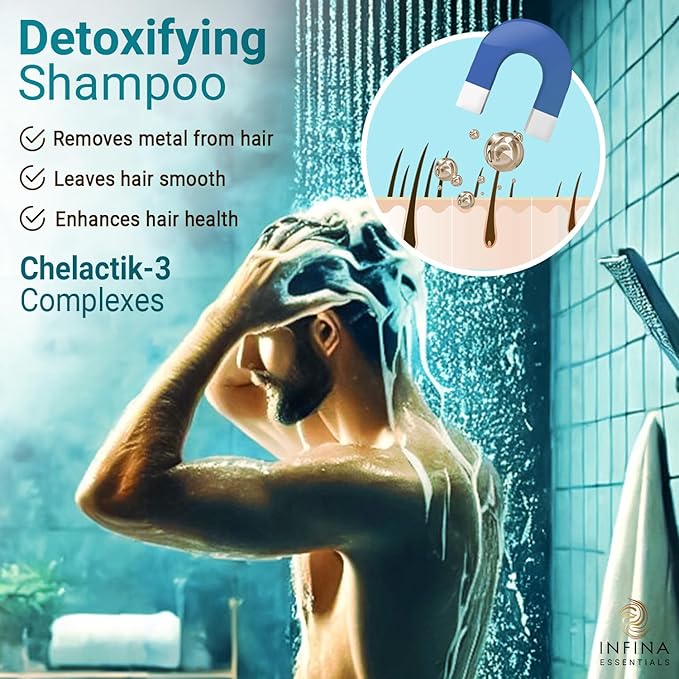 Chelating Hard Water Shampoo with Chelactik-3 & Rosemary Oil - Color Safe Metal Detox Shampoo for Build-Up & Swimmers Hair - 16 fl oz