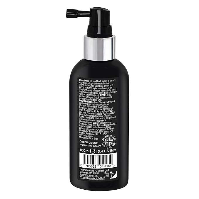 Watermans Grow More Hair Growth Serum | Supports Thicker, Stronger Hair with Biotin, Rosemary & DHT Blockers | Lightweight, Fast-Absorbing & Vegan | Helps Improve Scalp Density – 3.4 fl oz