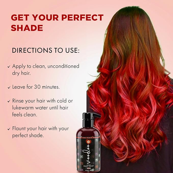 MOEHAIR Semi-Permanent Hair Color | Temporary Red Hair Dye 8 Oz | No Ammonia, Sulfate or Paraben | Intermixable & Vegan | Voodoo Fire Engine Bright Red Hair Color | Drip-Free Formula | Easy to Use