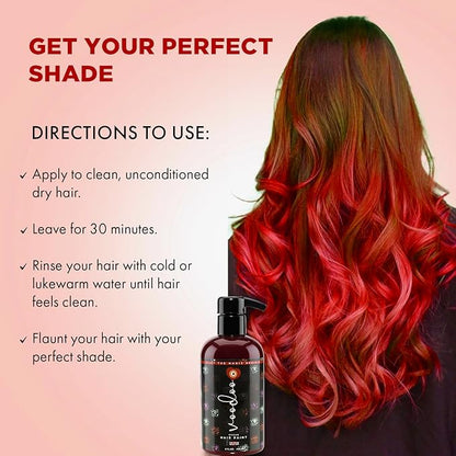 MOEHAIR Semi-Permanent Hair Color | Temporary Red Hair Dye 8 Oz | No Ammonia, Sulfate or Paraben | Intermixable & Vegan | Voodoo Fire Engine Bright Red Hair Color | Drip-Free Formula | Easy to Use