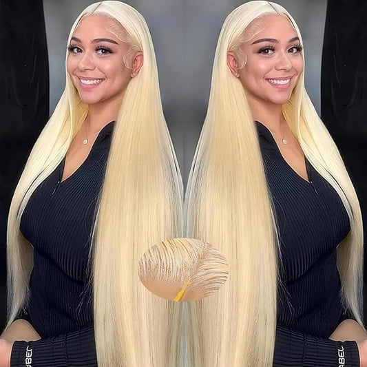 JKD 26 In Blonde Wear and Go Glueless Wigs Human Hair 220% Density 613 Lace Front Wig Human 7x5 Blonde Straight Wig HD Lace Closure Wigs Pre Plucked Pre Cut Bleached Knots With Baby Hair