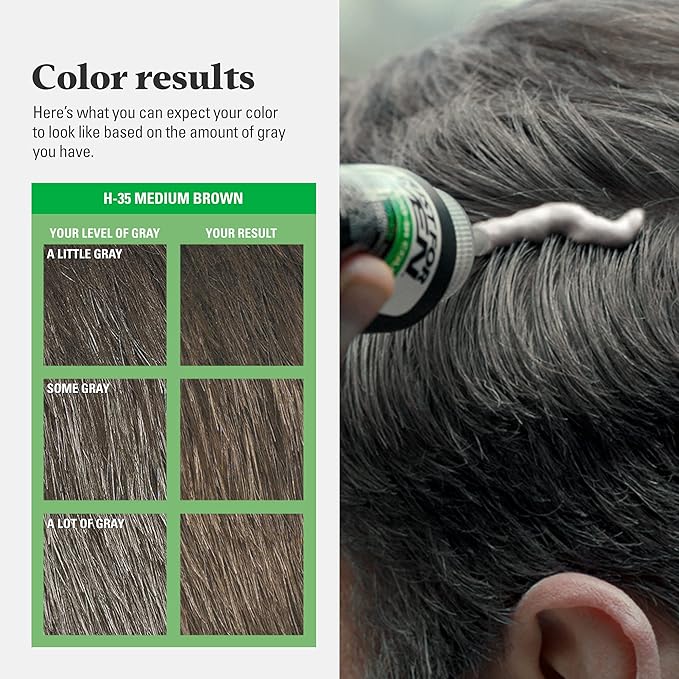 Just For Men Shampoo In Color, Hair Color for Men with Keratin and Vitamin E for Stronger Hair, Restores Natural Hair Color, Medium Brown, H-35, Pack of 3