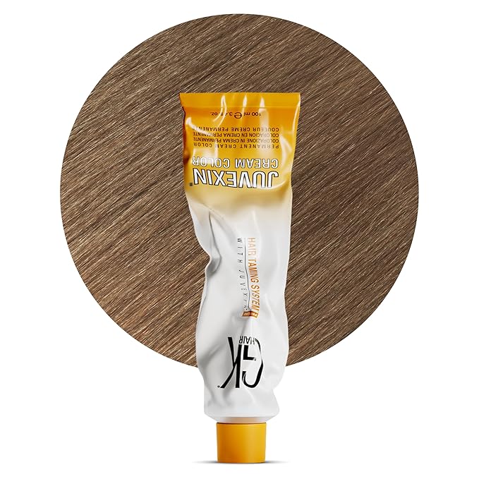 Global Keratin GK HAIR Professional Hair Color Cream Tube 3.4 Fl Oz Nourishing & Cleansing Colors for Styling High Performance Long Lasting Permanent Natural Toner Dye, Naturals - 8 Light Blonde