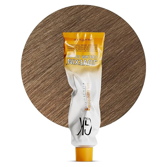 Global Keratin GK HAIR Professional Hair Color Cream Tube 3.4 Fl Oz Nourishing & Cleansing Colors for Styling High Performance Long Lasting Permanent Natural Toner Dye, Naturals - 8 Light Blonde