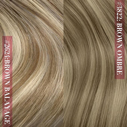 YoungSee 150G Clip in Real Hair Extensions Brown Clip on Hair Extensions Dark Brown Ombre Light Brown with Blonde Soft and Silky for Casual Outings 22inch 7pcs