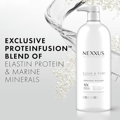 Nexxus Clean and Pure Clarifying Shampoo and Conditioner 2-Pack With ProteinFusion, for Nourished Hair Paraben Free 33.8 oz