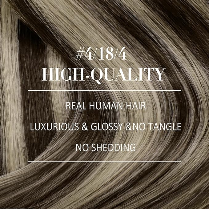 YoungSee Clip in Hair Extensions Human Hair Brown Balayage Clip on Hair Extensions Chocolate Brown with Ash Blonde Balayage Real Human Hair Extensions Clip ins for Natural Look 120G 7Pcs 16Inch