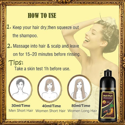 Light Brown Shampoo Para Pintar el Cabello - Instant Hair Dye Shampoo 3 in 1 Refresh Hair Color, Herbal Shampoo Hair Dye for Women Men, Easy to Use & Long Lasting Hair Color Shampoo 16.90 oz