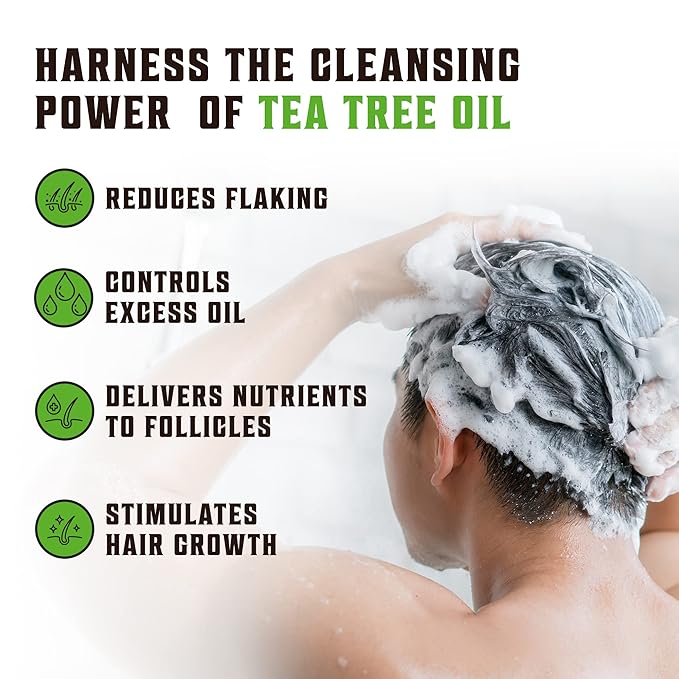 Viking Revolution Tea Tree Shampoo and Conditioner Set - Hydrates, Moisturizes & Soothes Dry and Itchy Scalps - With Natural Tea Tree Oil - 17 oz