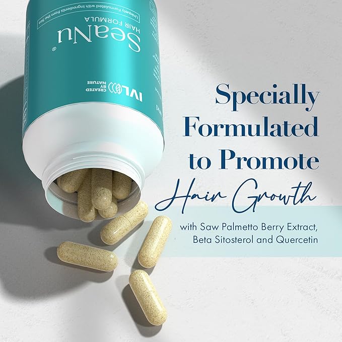 IVL - SeaNu Hair Vitamins Supplements - Hair Strength, Strand Thickness, Hair Growth - with Biotin, Vitamin B3, Zinc, Saw Palmetto Berry Extract, Green Lipped Mussel - Vitamin Hair Growth (1 Pack)
