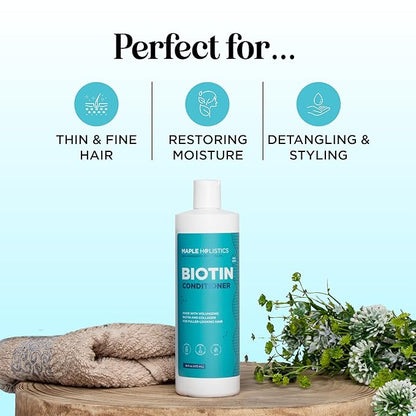 Biotin Conditioner for Thinning Hair - Volumizing Conditioner for Fine Thin & Weak Hair - Sulfate Paraben & Silicone Free with Nourishing Plant Proteins Argan Oil Green Tea & B Vitamins (16 Fl Oz)