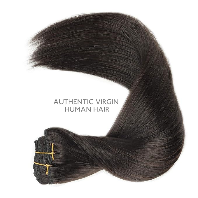 WENNALIFE Clip in Hair Extensions, 150g 20 Inch 9pcs Dark Brown Remy Hair Thicker Double Weft Extensiones De Cabello Humano Con Clip Ins Straight Full Volume