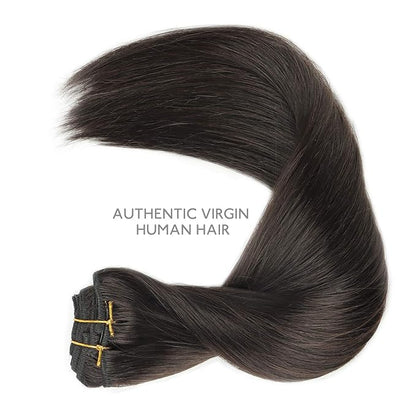 WENNALIFE Clip in Hair Extensions, 150g 20 Inch 9pcs Dark Brown Remy Hair Thicker Double Weft Extensiones De Cabello Humano Con Clip Ins Straight Full Volume